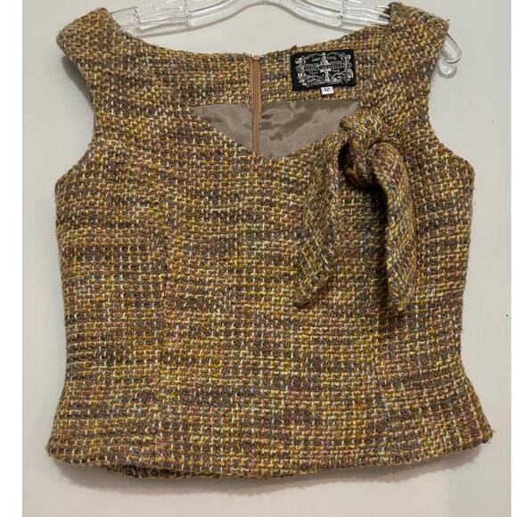 Anthropologie James Coviello Tweed Top Sleeveless Old Money Wool Medium - Picture 1 of 6